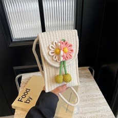 【女款25新款】新款手機包 單肩小包 小衆編織花朵造型 零錢包適閤沙灘度假斜挎包 高級洋氣百搭 8ZSZ