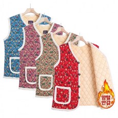 김장 할머니 기모 꽃무늬 조끼 레트로 꼬임융털조끼 촌캉스