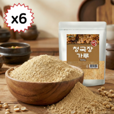 국산 우리콩 100% 청국장 가루 먹기편한 냄새안나는 고소한 발효 분말, 6개, 500g