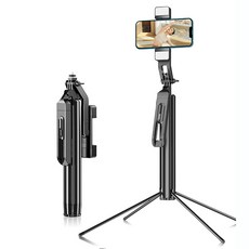 P530 鋁合金伸縮手機自拍棒/三腳架，1.85米, 黑色 鋁合金 四腳架, 1個, P530雙燈 雲台 30.5cm-185cm