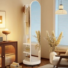 그레이리빙 360도 회전 행거 수납 옷걸이 스탠드형 전신거울 원목 원목색, P. 화이트특대형 50x50x172x롤러 스타일