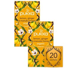 Pukka 허브 레몬 생강 & 마누카 허니 허브티20개 티백 40g 2개 미국직구 팬트리, 40개입, 1세트