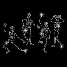 1개 해골 패턴 장식 장식 열전사 접착 글래스 라이네스톤 의류 가방 모자 DIY 아이템 297x210mm, 혼합색