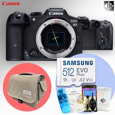 캐논 EOS R7 BODY+메모리512GB+액정보호필름+융+가방+청소도구+리더기 패키지, 캐논 EOS R7+메모리512GB 패키지