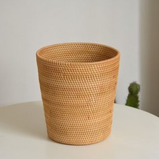 圖圓圓 優選北歐風藤編臟衣簍，多款可選，透氣收納，簡約家居收納筐，耐用臟衣桶, 簡約款25*28cm