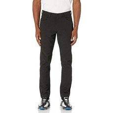 PGA TOUR 남성용 플랫 프론트 5포켓 스트레치 골프 바지 액티브 허리 밴드 포함(허리 사이즈 30-44 빅 & 톨) 블랙 헤더
