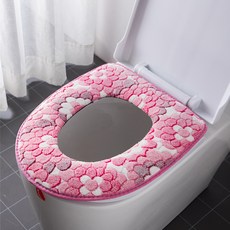 馬桶墊坐墊家用坐便器坐便墊圈拉鏈式四季通用冬季加厚毛絨坐便套, 1個, 寶石粉粘扣款