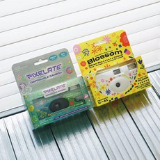 블링블링 Y2K 특수효과 필름 카메라 일회용, 1개, 픽셀 게임+플로럴 27장x2, 기본 색상