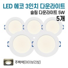 라인조명 LED 에코 3인치 다운라이트 5w (주광/전구/주백), 5개, 주백색(아이보리빛)
