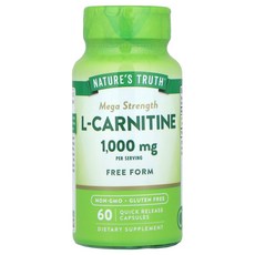 [해외직구] Nature's Truth 네이처스트루스 L-카르니틴 메가 스트렝스 500mg 60 퀵 릴리즈 캡슐 보충제 단일포장, 1