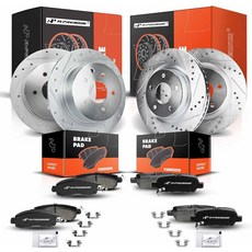 일부 닛산 모델과 호환되는 A-프리미엄 전면 및 후면 드릴링 슬롯 브레이크 로터 + 세라믹 패드 키트 - Altia 2014 2015 2016 2017 2018 2019 12-PC