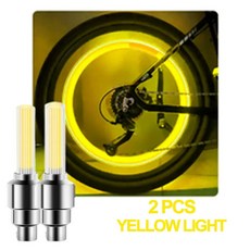 2PCS 오토바이 타이어 바퀴 LED 장식 자동차 모션 네온 노즐 밸브 조명 방수 라이트 자전거 센서, 2PCS Yellow, 1개