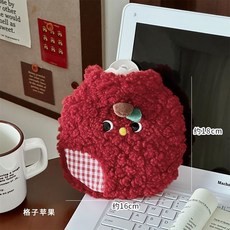 卡通熱水袋 注水熱水袋 熱水袋注水式拆洗充水沖水可愛毛絨暖水袋暖被窩防爆暖痛經大姨媽 卡通暖水袋 冬季暖水袋, 黃鼻子蘋果