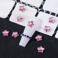 美甲水鑽 彩色星星平底鑽 玻璃星星鑽, 1個, 淺粉【6mm】10顆入