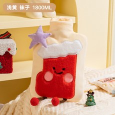 可愛卡通熱水袋學生宿捨用大號灌水暖水袋敷肚暖宮衝水暖手寶, 聖誕襪子1800ml【不可插手】, 1個