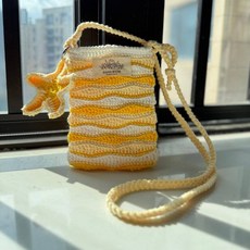 손뜨개 숄더폰 가방 DIY 재료 키트 꽃 뜨개실, 재료 도구 설명서 가이드, 불가사리 폰케이스 재료