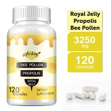 꿀벌 꽃가루 3250mg - 면역 강화 에너지 및 체중 관리 알레르기, 1개, 60정