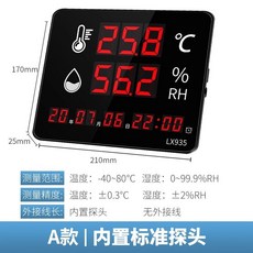 台灣現貨 溫濕度計表 工業高精度家用室內時間顯示超大屏倉庫電子溫度專用 工廠用免電池大屏溫濕度儀錶, 1個, 標准款【21*17厘米】 內置探頭