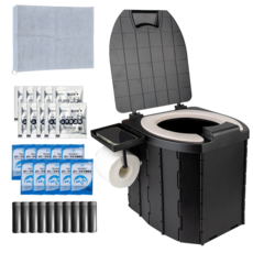 무지스 쿠션시트 휴지걸이 접이식 캠핑 변기 2.0, 1개, 블랙