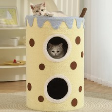 큐트스마트 고양이 밀폐식 3층 하우스, 1개, 옐로