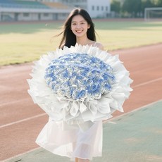 99朵香皂玫瑰花束, 1個, 99朵碎冰藍花束