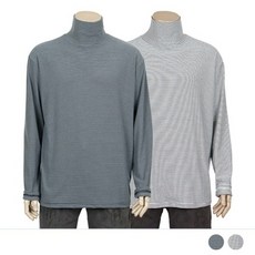 긴팔 스트라이프 폴라 티셔츠 여성용 기모