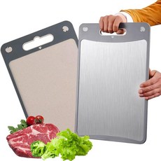 주방용 도마 양면 대형 304 스테인리스 식품 등급 스틸 & 밀짚 PP 도마 청소하기 쉬운, 1개