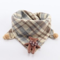 용 방풍 보온 삼각 스카프 어린이 겨울용 목도리 남아 여아용, 베이지그레이