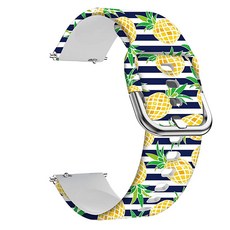 범용 실리콘 시계 밴드 교체품 기즈모 워치/삼성 갤럭시 워치 액티브/42mm/기어 스포츠/화웨이 시계/틱워치 밴드와 호환되는 20mm 소프트 스트랩 (플라워), Stripe&Pineapple