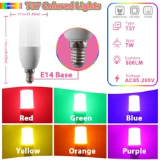 14 8 20개 7W 다중 모델 컬러 LED 전구 A60 T37 GU10 E27 CRI 가정 현관 행사 조명에 이상적, 02 T37 E14, 03 20, 01 Orange