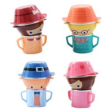 蔓葆兒童餐具 MY BEST FRIENDS系列304不鏽鋼五件組禮盒，寶寶學習餐具首選，安全耐用，趣味設計，讓孩子愛上吃飯, 粉紅姍廸, 1個