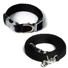 아띠지기 반려동물 목줄 + 핸즈프리 리드줄 세트, 블랙, 1세트