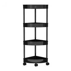 회전 및 이동가능 허니앤코 다용도 욕실 코너선반, 1개, 블랙