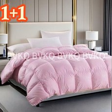 BVKQ초경량 보온 프리미엄 구스다운 이불 접이식 도톰 구스다운 순면 이불BVKQ, [1+1]핑크