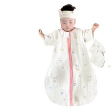 嬰兒睡袋 純棉紗布 防踢被 四季薄厚可選, 萌兔花舞粉前4後2款建議室溫25度以上