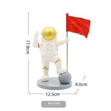 우주인 케이크 장식 항공우주 달 우주 비행기 로켓 소년 생일, 1개, 플라스틱우주인승리
