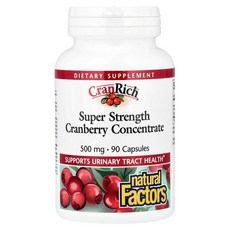 Natural Factors CranRich® Cranberry Concentrate Super Strength 500 mg 90 Capsules, 90정, 1개