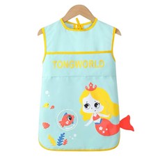 寶寶畫畫衣, 無袖-青色美人魚,120碼【適合3~8歲】, 青色美人魚