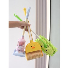 고무오리 청소놀이세트 진공청소기 역할놀이 장난감 소꿉놀이 세트, 1개, A_노란 오리 빗자루 세트