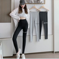打底褲 內搭褲 彈力褲 9分褲螺紋字母印花打底褲九分褲緊身顯瘦外穿長褲3F051.2004