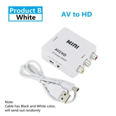 HDMI-AV RCA 변환기 박스 어댑터 L/R 비디오 Full HD 1080P 컨버터 (PS4 TV PC 프로젝터용), 03 AV2HD White