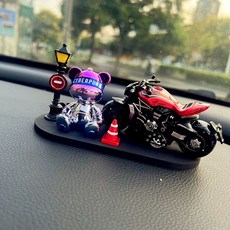 경량 바이크 보호대 클래식 제품 라이딩 레트로헬멧 모터사이클 클래식헬멧 반모 스쿠터, 4.핑블 곰+적 두카티+흑 번호판+표지판+봉쇄