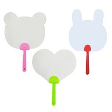 종이부채225-곰 토끼 하트/021564/부채만들기/모양부채, 곰돌이
