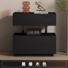 意式極簡中古風牀頭櫃主臥室60cm大型輕奢高級感免安裝收納儲物櫃, 【MQ4懸浮鋼柱】黑橡木色:45*40*50cm