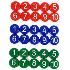자석교구 숫자 자석 파랑 원형자석 자석글자 1-10, 본상품