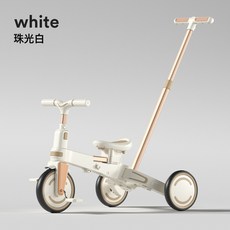DIU 可摺疊嬰兒遮陽腳蹬三輪車新款兒童多功能輕便寶寶推車, 1個, 白色多功能可摺疊+推杆:如圖