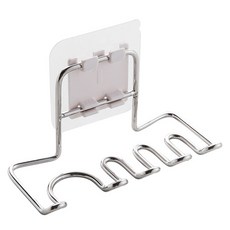 필품 무타공 접착식 벽걸이 스텐 치약 칫솔걸이 칫솔꽂이 4구, 1개, 실버