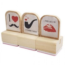 나무 레드 3p세트 다꾸용 스탬프 손도장 식권용, 개, 기본