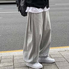 純色鬆緊帶休閒運動寬褲