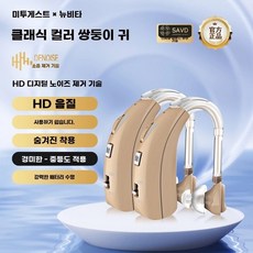 탑퀄리티 음성증폭기 청력보조기 귀걸이형 보청기 일상생활용, D. 듀얼 이어 스킨 컬러 고출력 충전 모델지능형 소음
